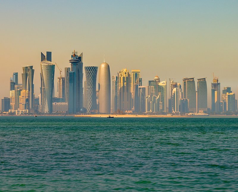 The Doha skyline seen across the bay